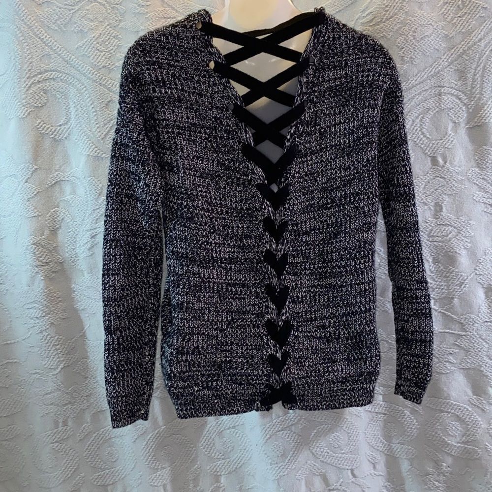 Poof! Women's Black and White Sweater Size S